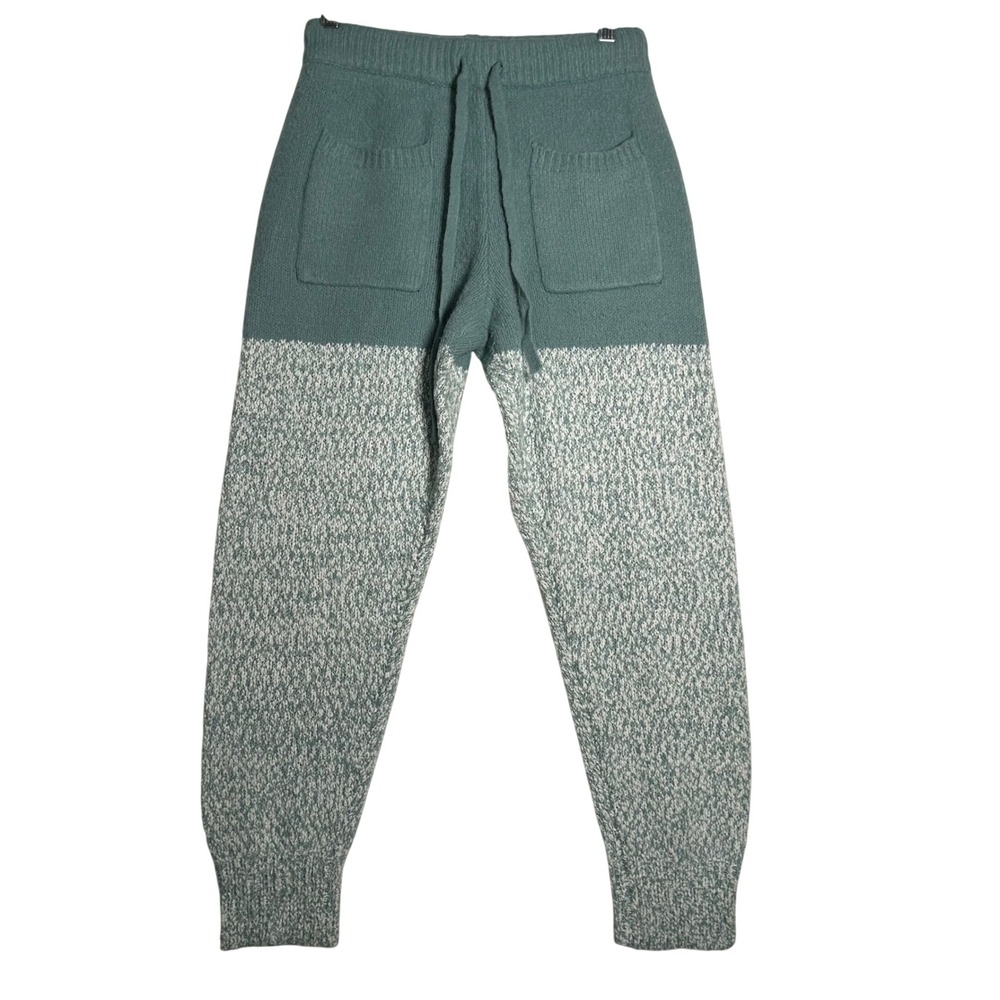 Hem & Thread Teal White Speckled Knit Jogger Pants Size‎ S Drawstring Pockets